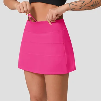 Женская спортивная короткая юбка в том же стиле, антибликовая, для бега, фитнеса, лулулемонов, йоги, перо, быстросохнущее
