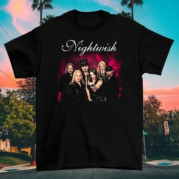  Участники Nightwish Pink Fire, черная футболка унисекс S 234XL с коротким рукавом, V1465