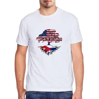  Американский флаг Дерево Модная новинка Мужская повседневная уличная одежда Мужская и женская футболка из 100% хлопка с коротким рукавом