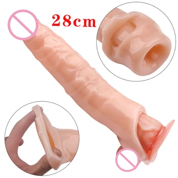  Многоразовый большой рукав для пениса, удлинитель пениса, силиконовый презерватив, удлинитель члена, увеличитель члена, секс-игрушки с задержкой эякуляции для мужчин