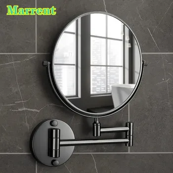  Качественное алюминиевое складное зеркало для макияжа в ванной с двумя подлокотниками, настенное Черное, 8-дюймовое круглое зеркало для ванной комнаты Comestic Mirrors