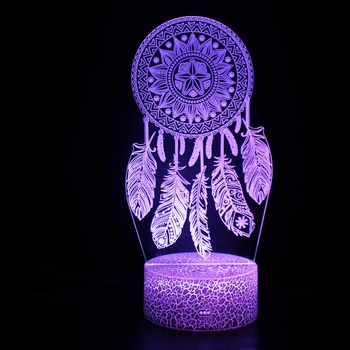  3D Ловец снов Ночник Иллюзия лампы 7 Цветов Меняющие Украшение спальни Настольные Прикроватные лампы Подарок на День Рождения Рождественский Подарок девушкам