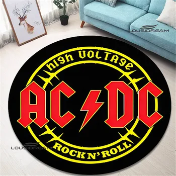  Рок-группа AC / DC круглый ковер с ретро-принтом гостиная спальня красивый ковер нескользящая дверная накладка коврики для пола подарок на день рождения
